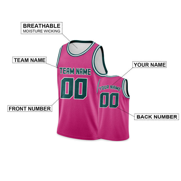 Custom Pink Aqua Round Neck Rib-Knit Basketball Jersey