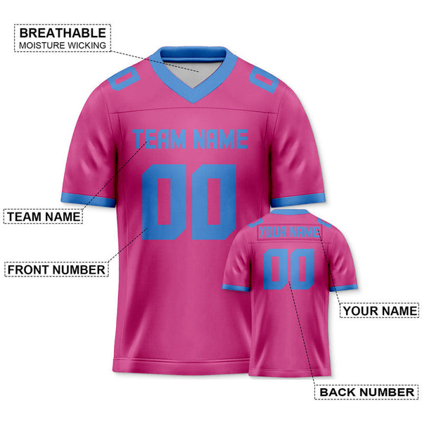 Custom Pink Light Blue Mesh Authentic Football Jersey