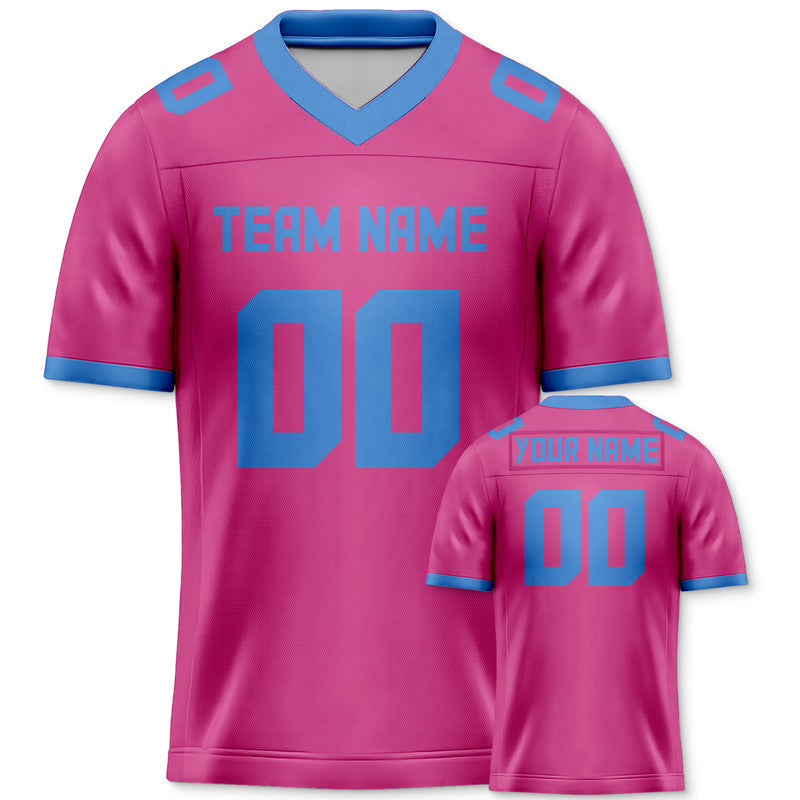 Custom Pink Light Blue Mesh Authentic Football Jersey