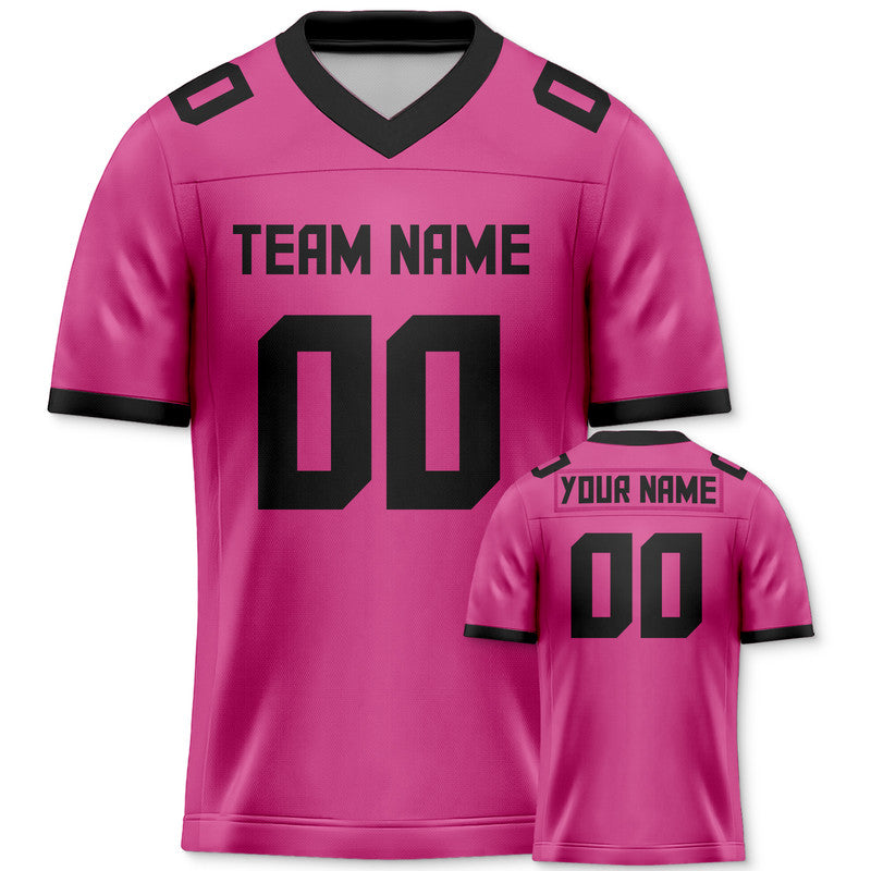 Custom Pink Black Mesh Authentic Football Jersey