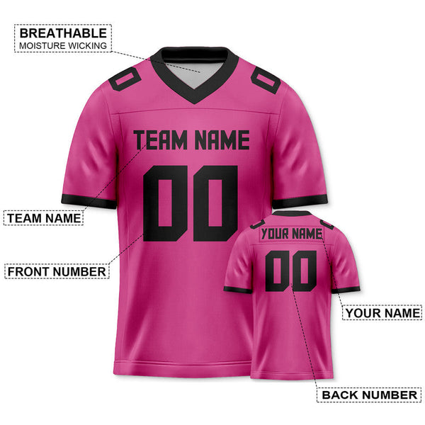 Custom Pink Black Mesh Authentic Football Jersey