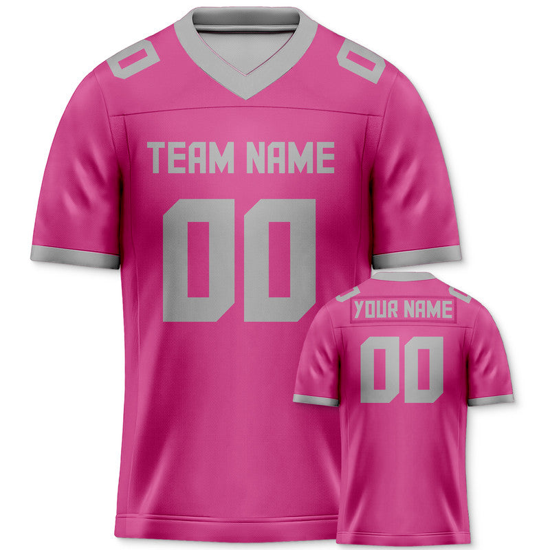 Custom Pink Gray Mesh Authentic Football Jersey