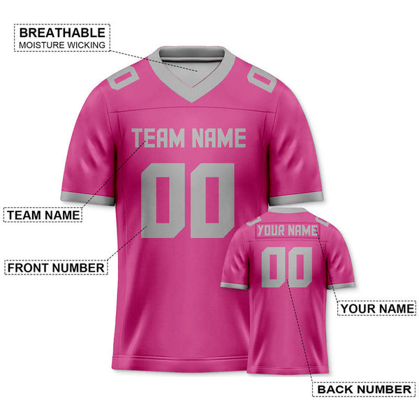 Custom Pink Gray Mesh Authentic Football Jersey