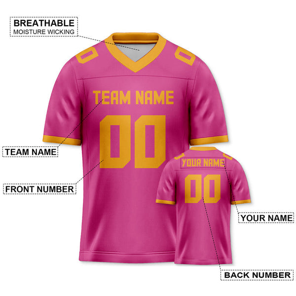 Custom Pink Gold Mesh Authentic Football Jersey