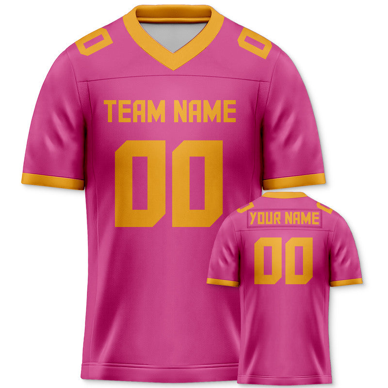 Custom Pink Gold Mesh Authentic Football Jersey