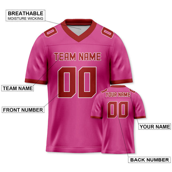 Custom Pink Red Mesh Authentic Football Jersey