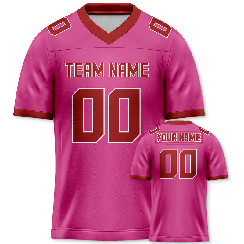 Custom Pink Red Mesh Authentic Football Jersey