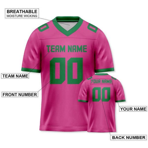 Custom Pink Green Mesh Authentic Football Jersey