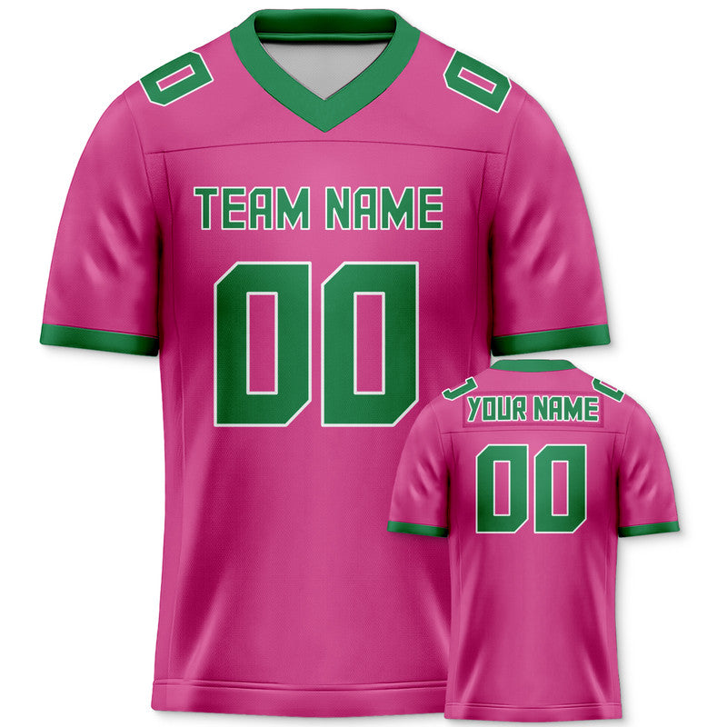 Custom Pink Green Mesh Authentic Football Jersey