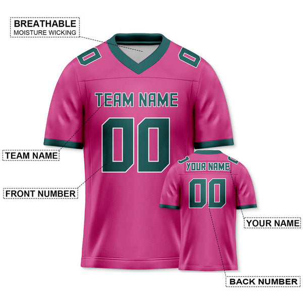 Custom Pink Kelly Green Mesh Authentic Football Jersey