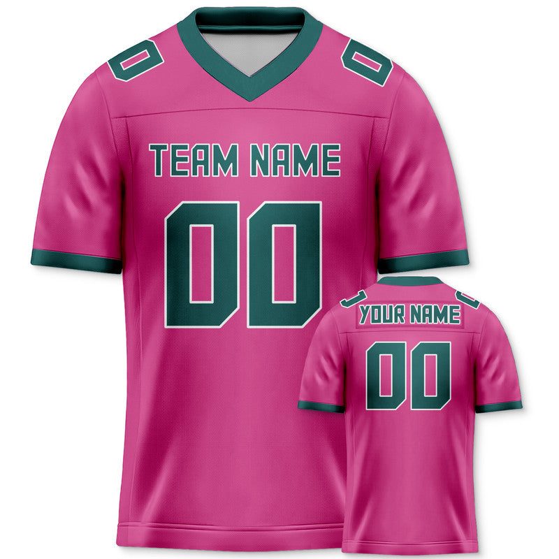 Custom Pink Kelly Green Mesh Authentic Football Jersey