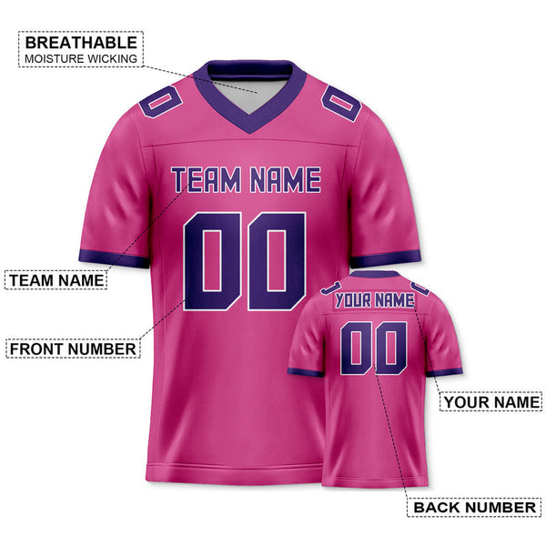 Custom Pink Purple Mesh Authentic Football Jersey