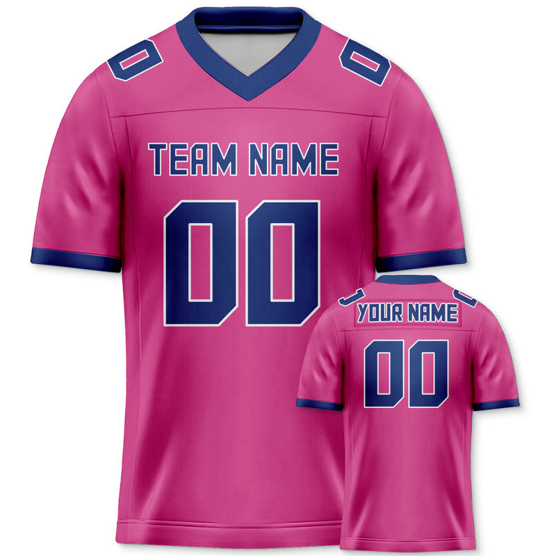 Custom Pink Royal Mesh Authentic Football Jersey