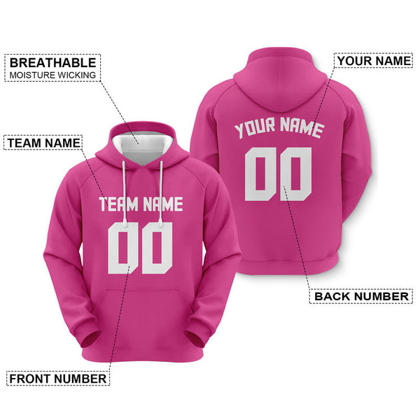 Custom Pink White Sports Pullover Sweatshirt Football Hoodie