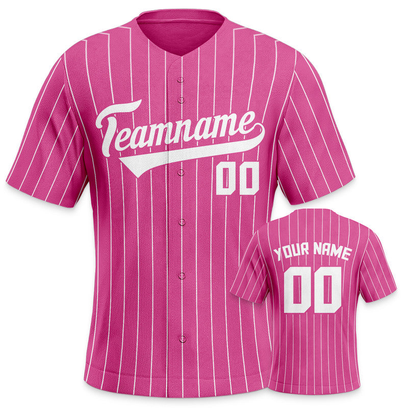 Custom Pink Gray Pinstripe White Gray Authentic Baseball Jersey