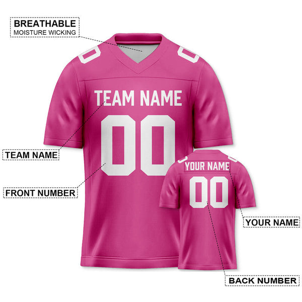 Custom Pink White Authentic Football Jersey