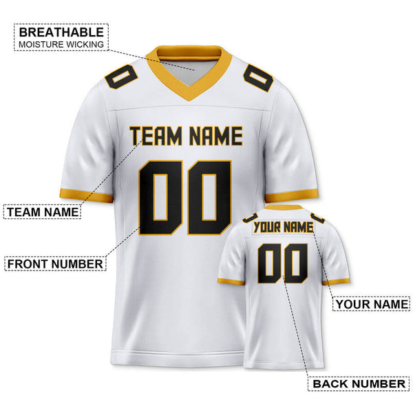 Custom White Black-Yellow Mesh Authentic Football Jersey