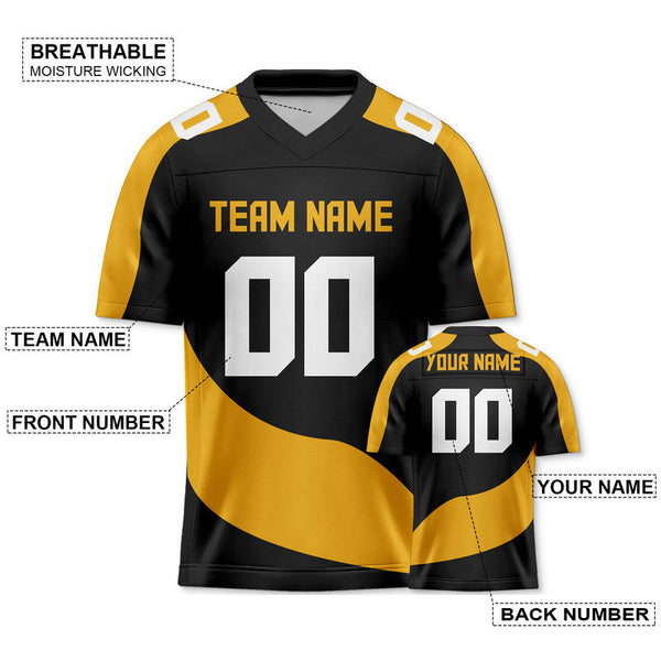 Custom Black Gold-White Concept Version Authentic Football Jersey