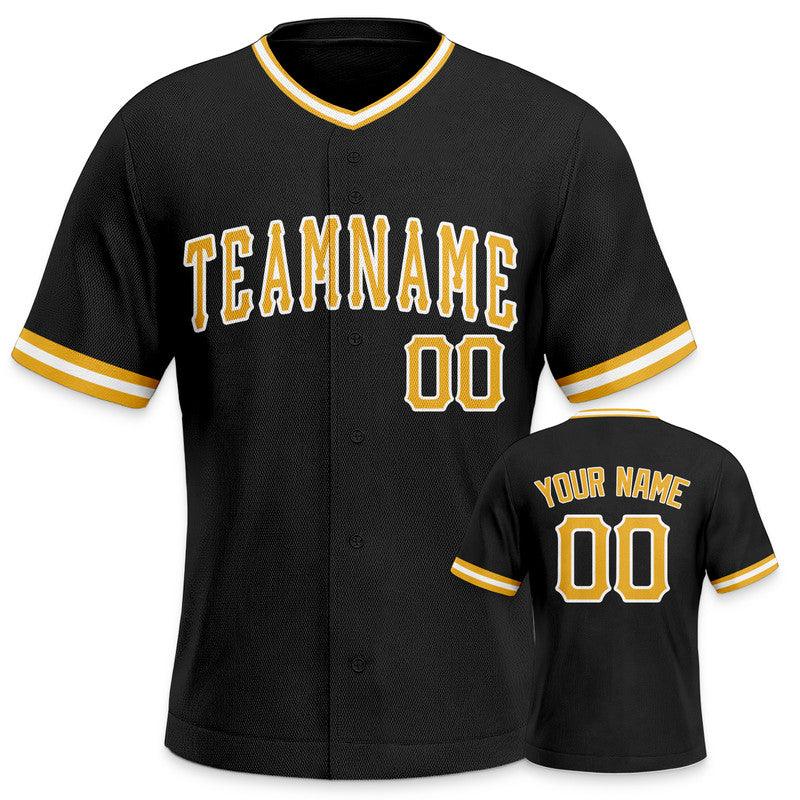 Custom Black Gold-White Authentic Baseball Jersey-1