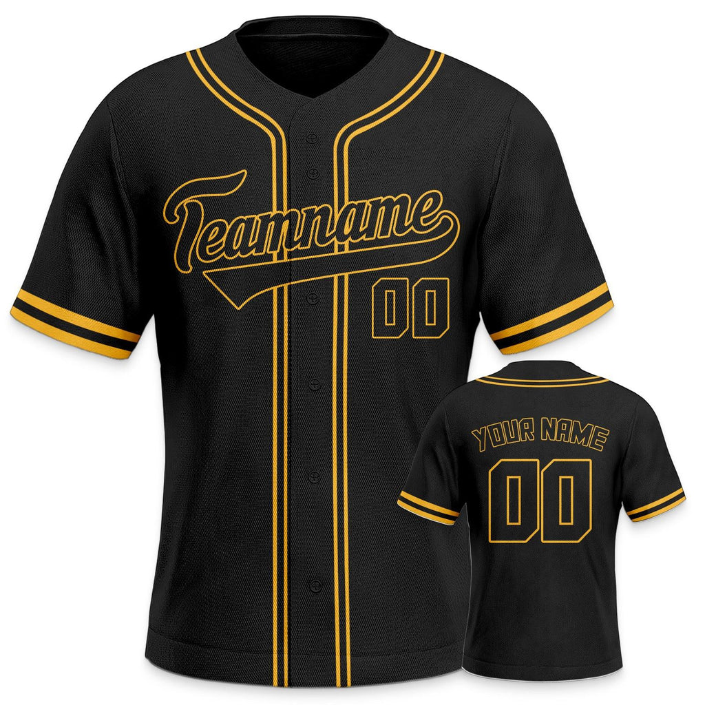 Custom Black Black-Old Gold Authentic Classic Baseball Jersey