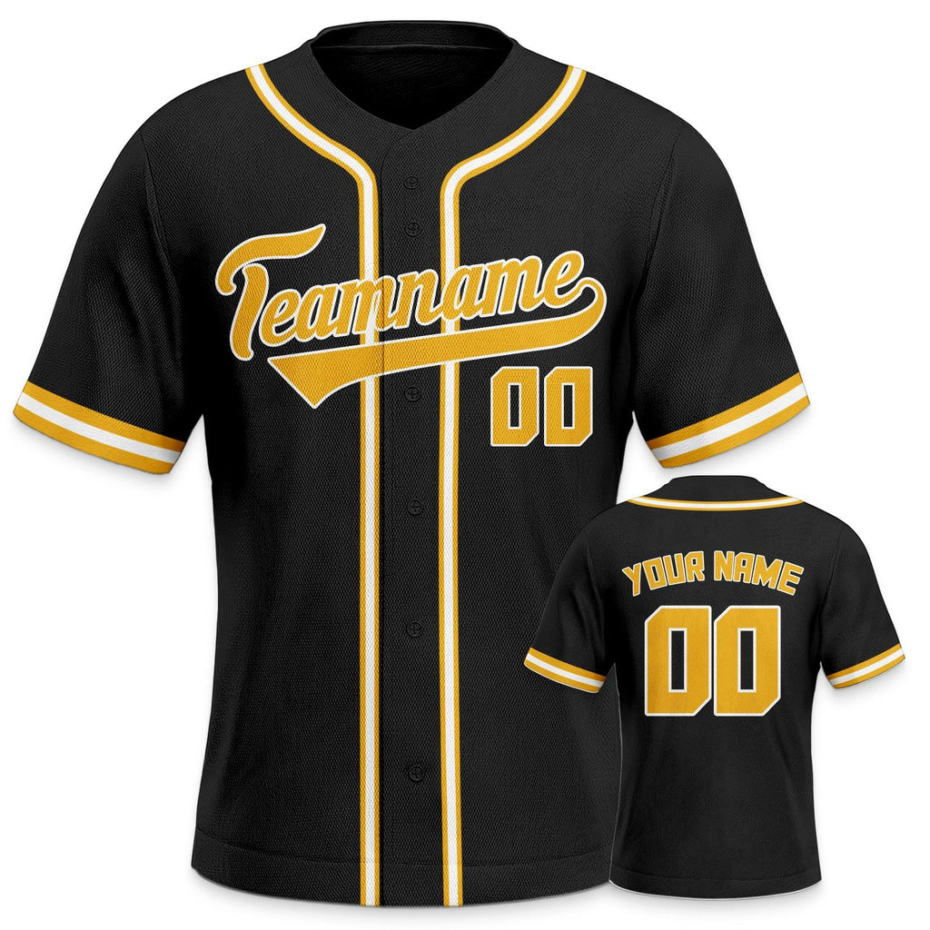 Custom Black Gold-White Authentic Classic Baseball Jersey