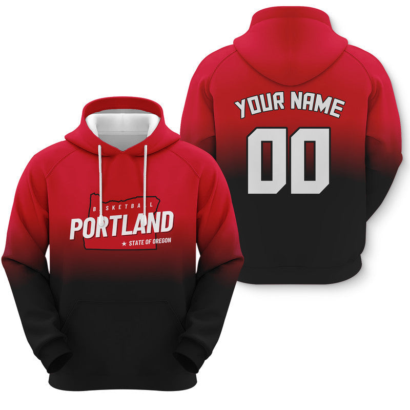 Custom Sports Pullover Sweatshirt Basketball Split State Map Portland Trail Fashion Hoodie