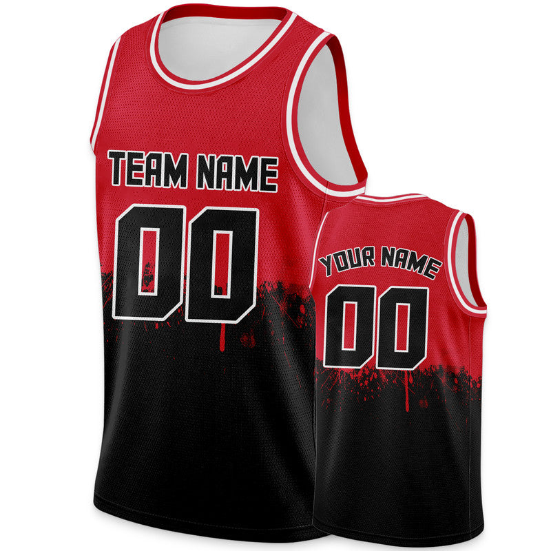 Custom Red Black-White Authentic Spilt Fashion Basketball Jersey6