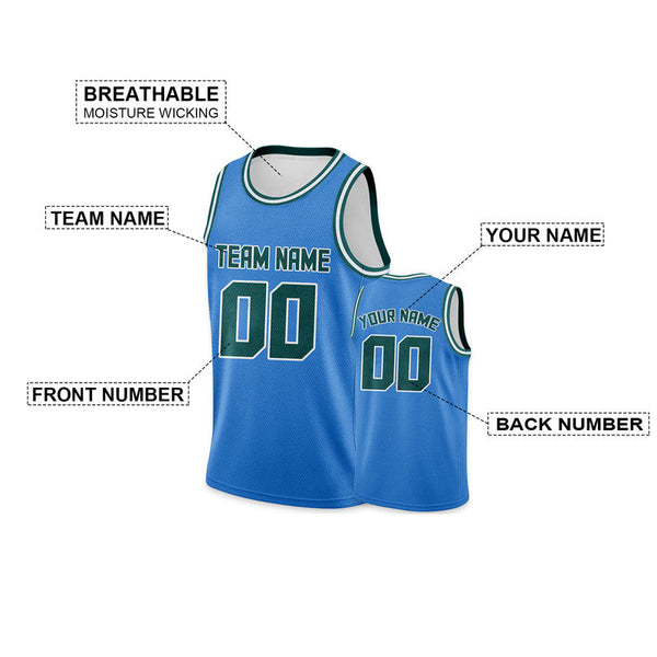 Custom Powder Blue Aqua Round Neck Rib-Knit Basketball Jersey