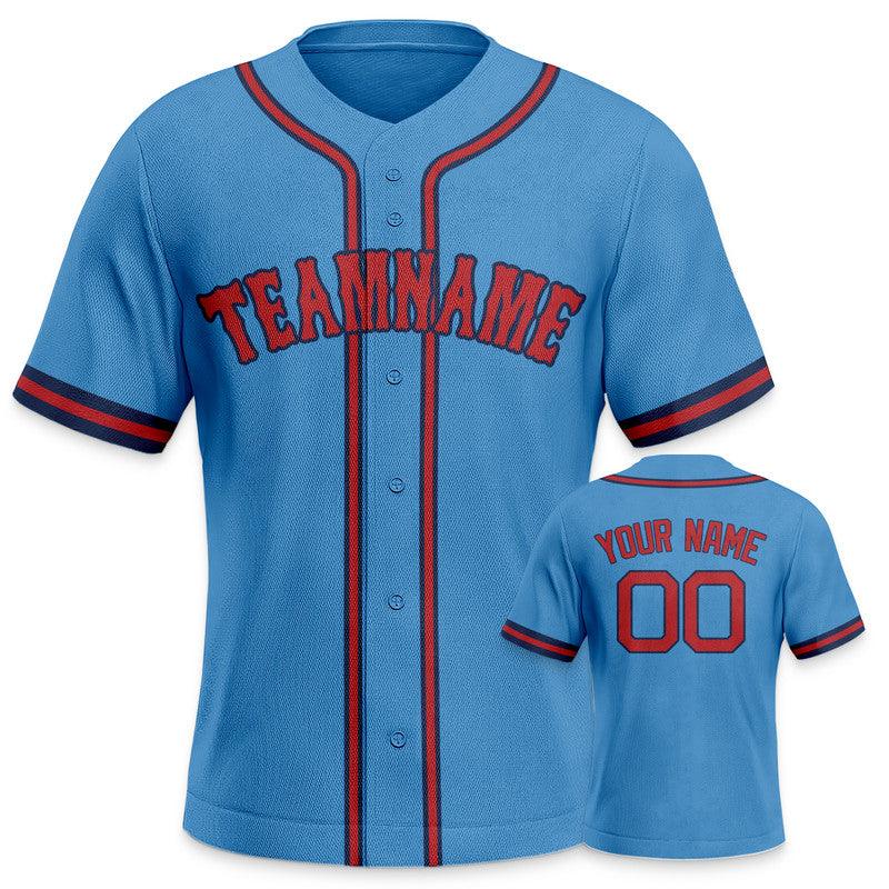 Custom Powder BLue Red Authentic Baseball Jersey-2