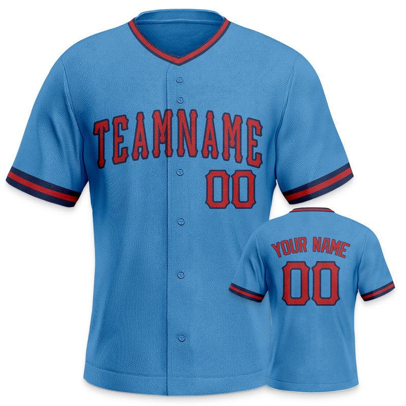 Custom Powder BLue Red Authentic Baseball Jersey-1