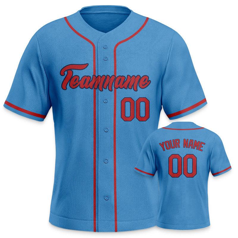 Custom Powder BLue Red Authentic Baseball Jersey-3