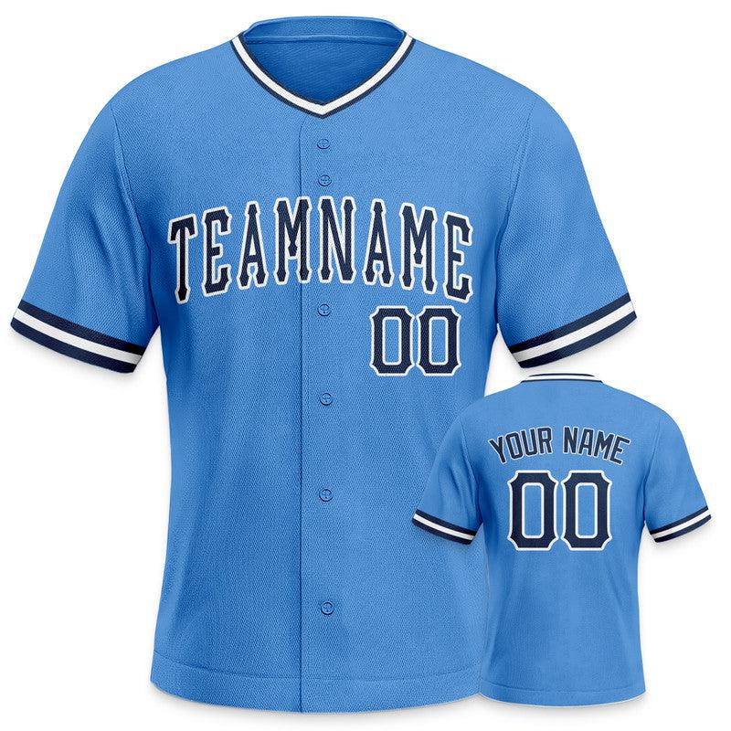 Custom Powder Blue Black-White Authentic Baseball Jersey-1