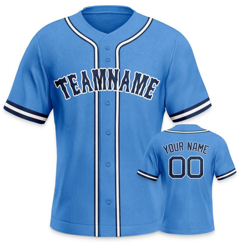 Custom Powder Blue Black-White Authentic Baseball Jersey-2