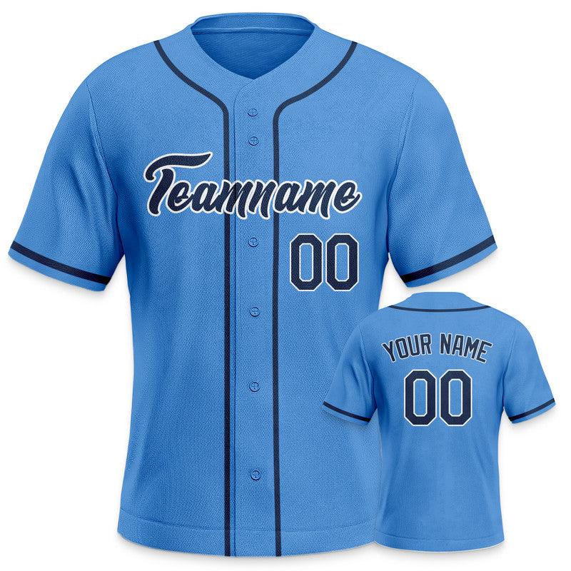 Custom Powder Blue Black-White Authentic Baseball Jersey-3