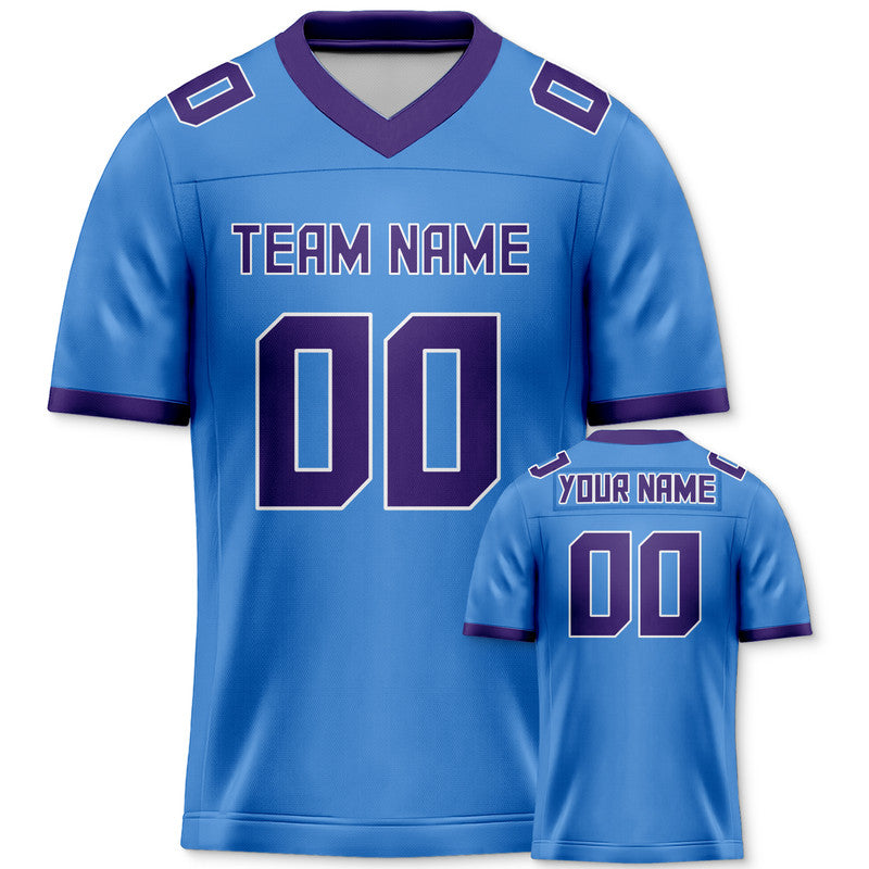 Custom Powder Blue Purple Mesh Authentic Football Jersey