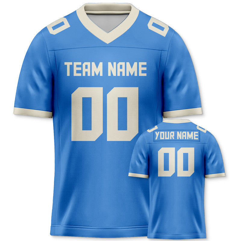 Custom Powder Blue Cream Mesh Authentic Football Jersey