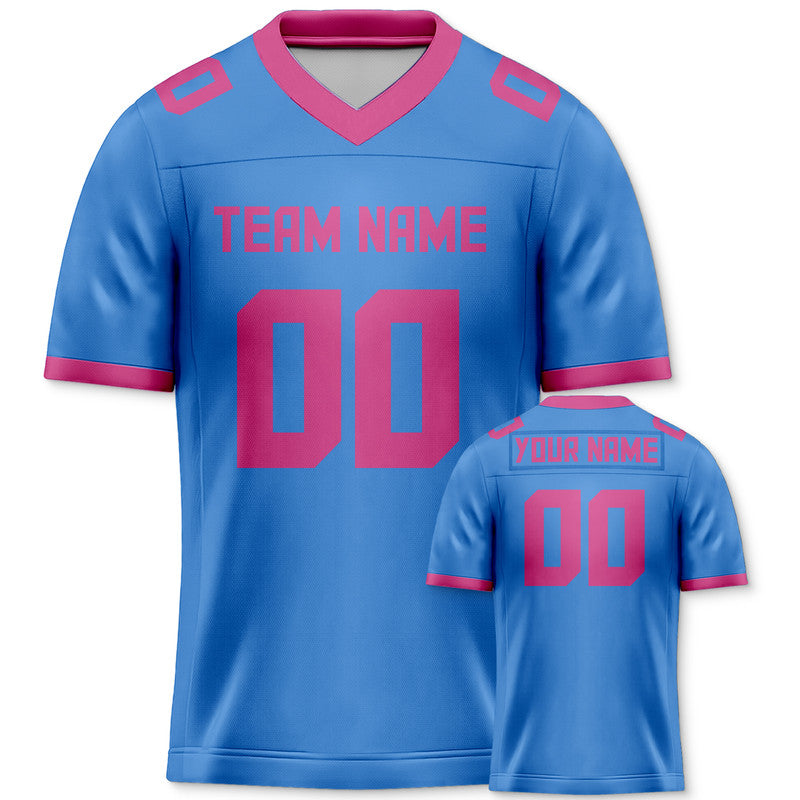 Custom Powder Blue Pink Mesh Authentic Football Jersey