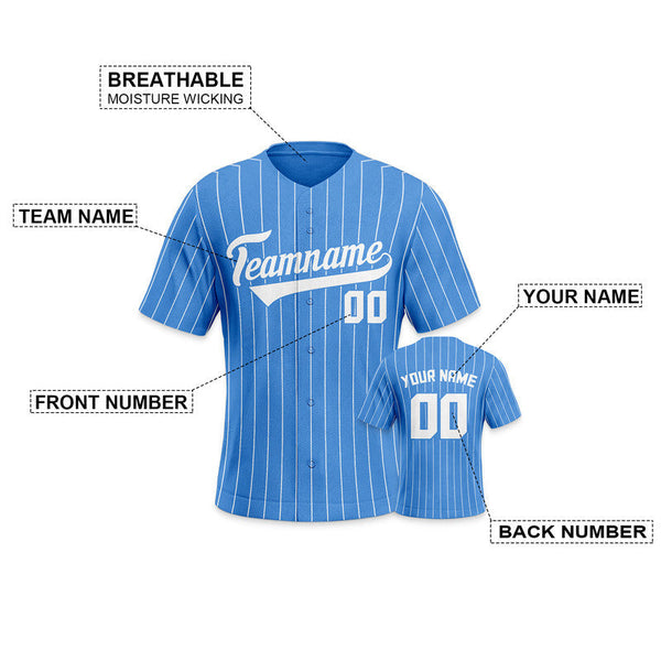 Custom Powder Blue Gray Pinstripe White Gray Authentic Baseball Jersey