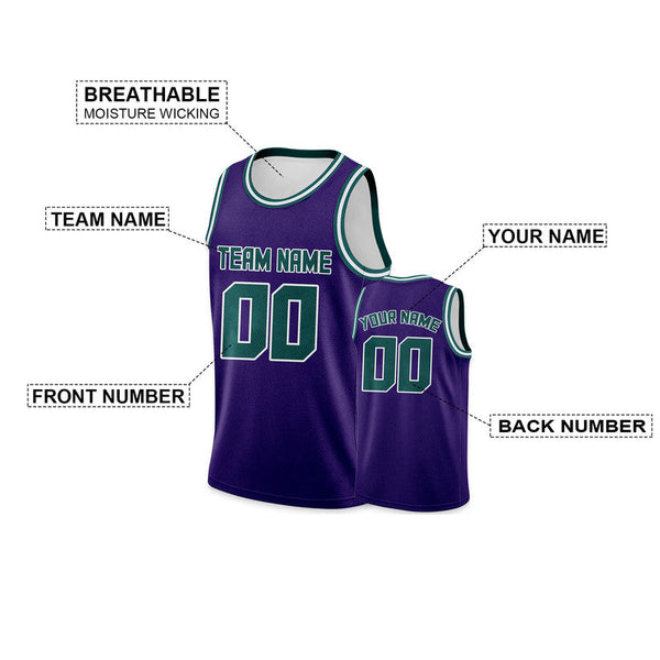 Custom Purple Aqua Round Neck Rib-Knit Basketball Jersey