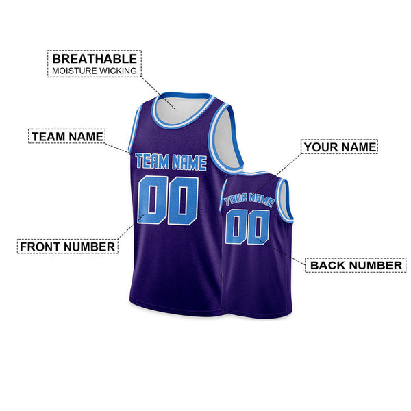 Custom Purple Powder Blue Round Neck Rib-Knit Basketball Jersey