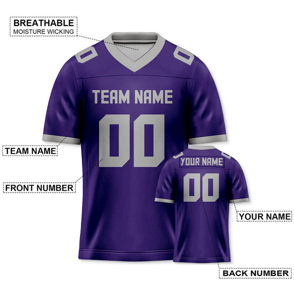 Custom Purple Gray Mesh Authentic Football Jersey