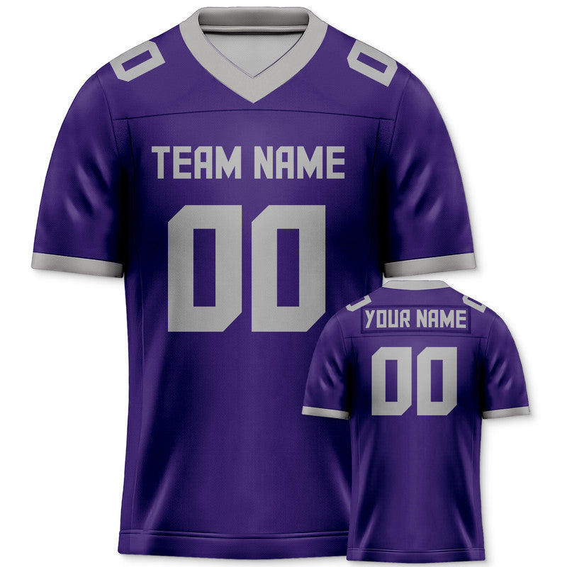 Custom Purple Gray Mesh Authentic Football Jersey