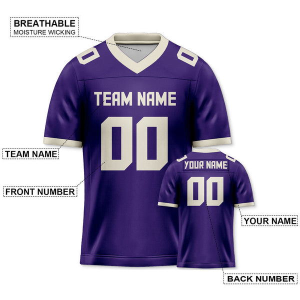 Custom Purple Cream Mesh Authentic Football Jersey