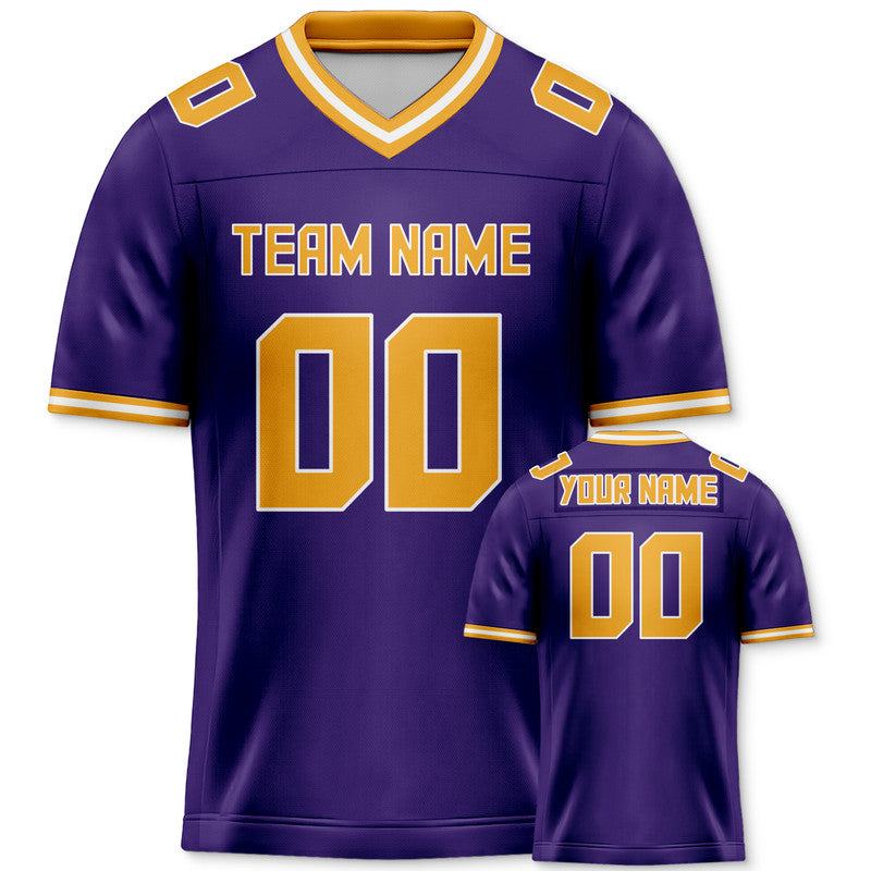 Custom Purple Gold Mesh Authentic Football Jersey