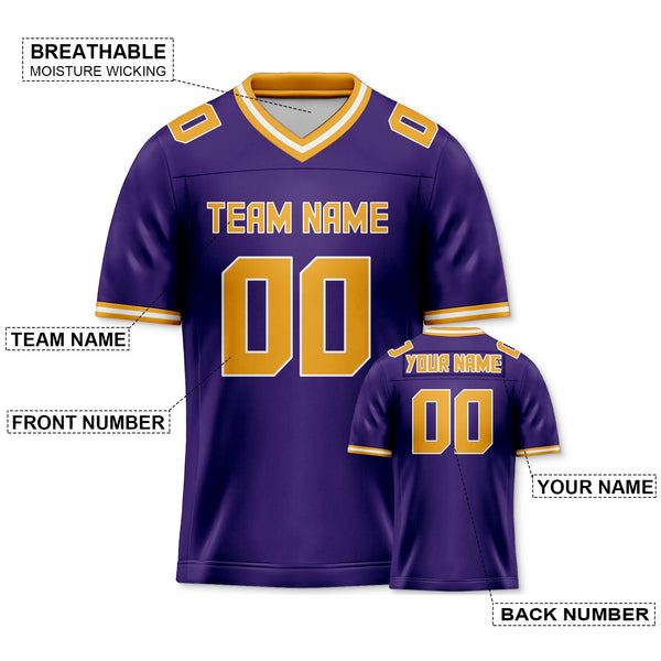 Custom Purple Gold Authentic Football Jersey