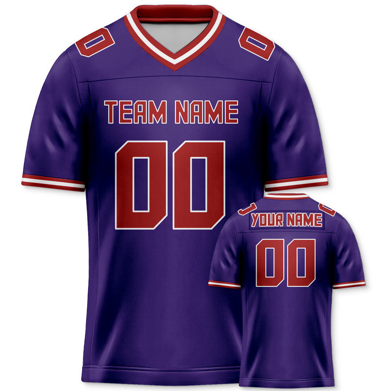 Custom Purple Red Mesh Authentic Football Jersey