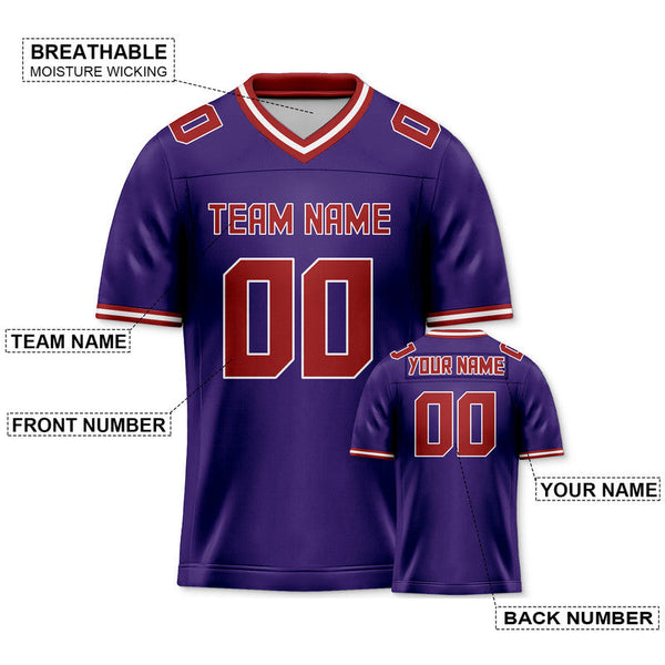 Custom Purple Red Mesh Authentic Football Jersey