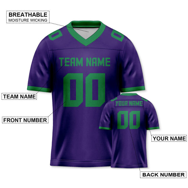 Custom Purple Green Mesh Authentic Football Jersey