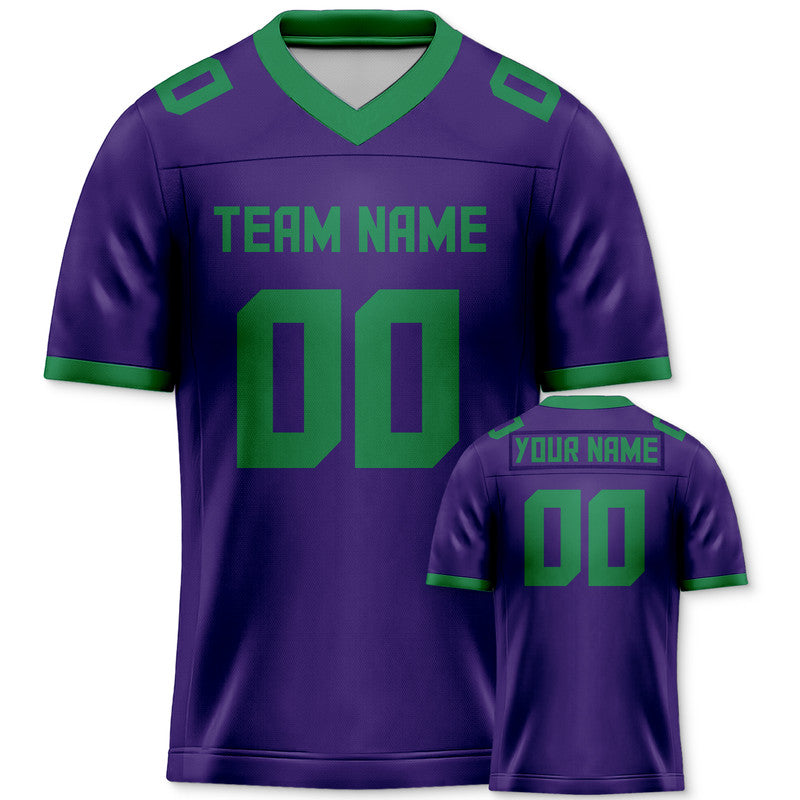 Custom Purple Green Mesh Authentic Football Jersey