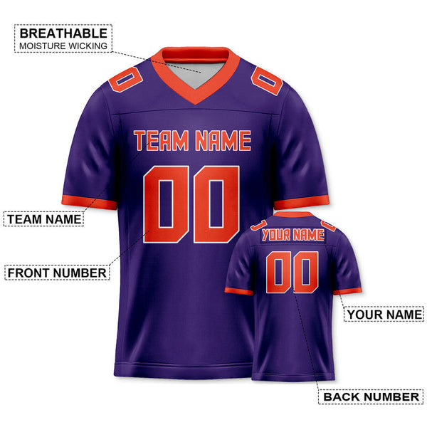 Custom Purple Orange Mesh Authentic Football Jersey